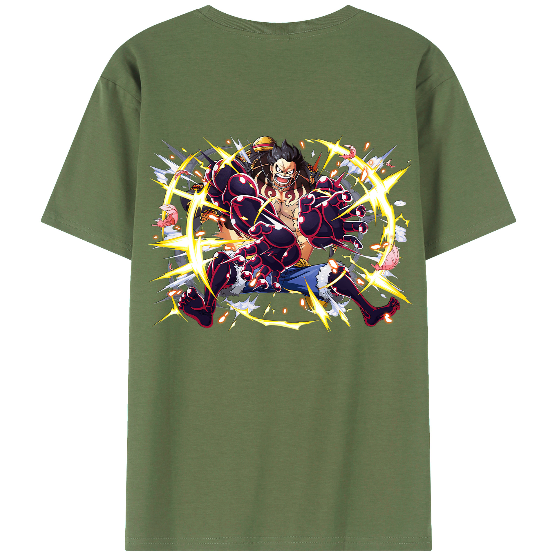 ワンピース モンキー・D・ルフィ ONE PIECE Monkey D. Luffy 綿100％ メンズ半袖Tシャツ（バックプリント） 通気性